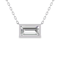 lab grown 1/4 ctw baguette bezel set diamond solitaire pendant in 14k white gold