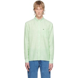 Green   White Striped Shirt 241268M192003