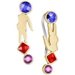 Gold-Tone Deva Multicolor Stone Drop Earrings