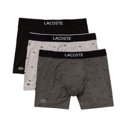 Mens Lacoste Boxer Briefs 3-Pack Casual Lifestyle All Over Print Croc