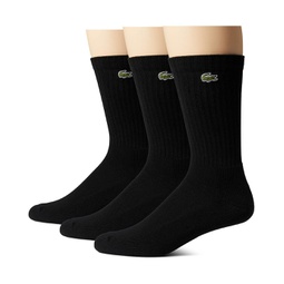 Mens Lacoste 3-Pack Multicolor Solid Jersey Tube Socks