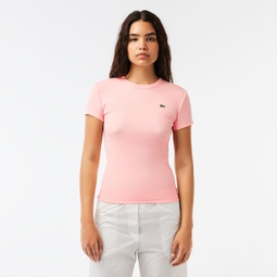 Women's Slim Fit Ribbed Cotton T-Shirt