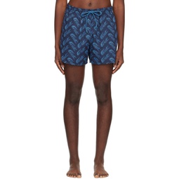 Navy Printed Swim Shorts 232268M208000