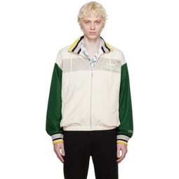 Off-White & Green Printed Bomber Jacket 232268M175001