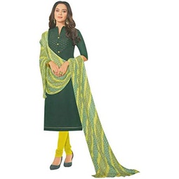 Chanderi Silk Embroidered Salwar Kameez with Printed Chinon Silk Dupatta