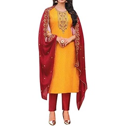 ladyline Jacquard Silk Embroidered Salwar Kameez for Womens with Silk Heavy Dupatta
