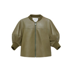 Lantern-Sleeve Leather Jacket