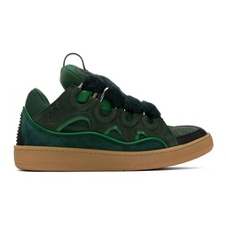 SSENSE Exclusive Green Leather Curb Sneakers 241254M237051