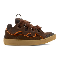 SSENSE Exclusive Brown Leather Curb Sneakers 241254M237054