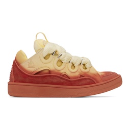 Yellow & Red Leather Curb Sneakers 241254M237066