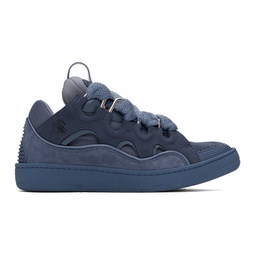 Blue Leather Curb Sneakers 241254M237070