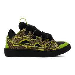 Green & Black Curb Sneakers 241254M237048