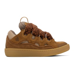 Tan Leather Curb Sneakers 241254F128013