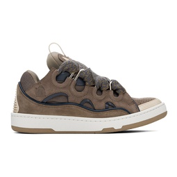 SSENSE Exclusive Taupe Leather Curb Sneakers 241254M237056