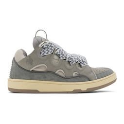 Gray Leather Curb Sneakers 241254M237006