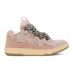 Pink Leather Curb Sneakers 241254M237001