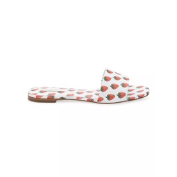 Ivy Strawberry-Print Leather Mules