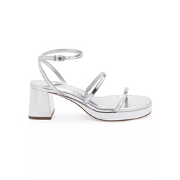 Gio Metallic Leather Ankle-Strap Sandals