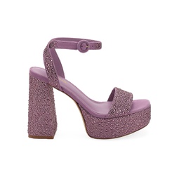 Dolly Crystal-Embellished Platform Ankle-Strap Sandals