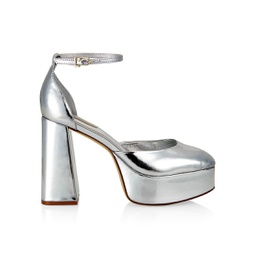 Ari Metallic Leather Ankle-Strap Platform Sandals
