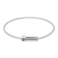 Silver Le 9g Pyramid Guilloche Cable Bracelet 241694M142034
