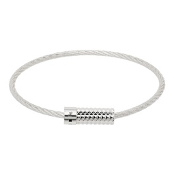Silver Le 9g Pyramid Guilloche Cable Bracelet 241694M142034