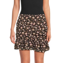 Floral Ruffle Mini Skirt