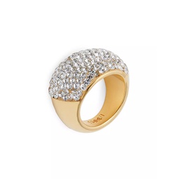 14K-Gold-Plated, Clay, & Crystal Domed Ring