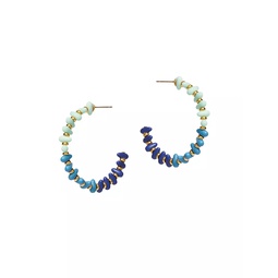 Candy Beaded 14K Gold-Plate & Reconstituted Stone Hoop Earrings