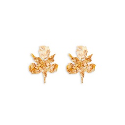 Paper Lily Drop Earrings in Gold Tone