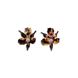 Pave Detail Paper Lily Drop Earrings in Two Tone