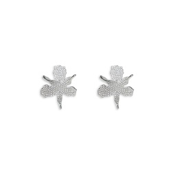 Crystal Paper Lily Drop Earrings in Silver Tone