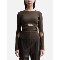 CUT-OUT WOOL AND CASHMERE BLEND TOP