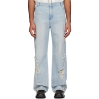 Blue Crystal-Cut Jeans 241732M186000