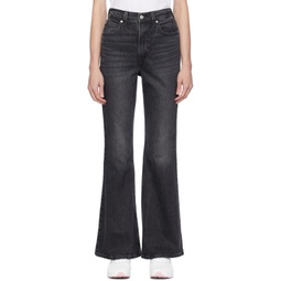 Black 70s High Flare Jeans 232099F069046