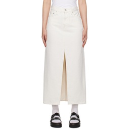 White Ankle Column Denim Midi Skirt 241099F092006