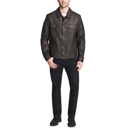 Mens Faux Leather Trucker Jacket