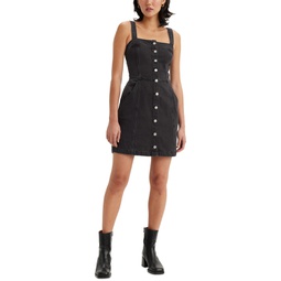Womens Drea Cotton Button-Front Sleeveless Dress