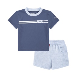 Baby Boys Batwing Stripe Tee and Cargo Shorts Set