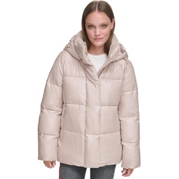 Womens Levis Quilted Hooded Bubble Puffer