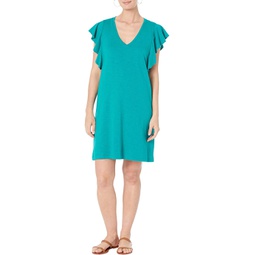 Womens Lilla P Flutter Sleeve V-Neck Dress