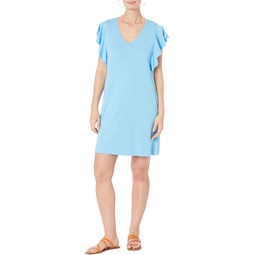 Womens Lilla P Flutter Sleeve V-Neck Dress