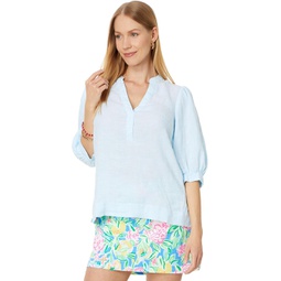 Womens Lilly Pulitzer Mialeigh Elbow Sleeve Linen Top