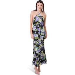 Womens line and dot Bloom Halter Neck Maxi Dress