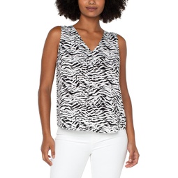 Liverpool Los Angeles Sleeveless Double V-Neck Woven Top