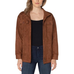 Womens Liverpool Los Angeles Faux Suede Utility Jacket