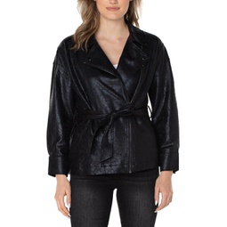 Womens Liverpool Los Angeles Belted Moto Jacket