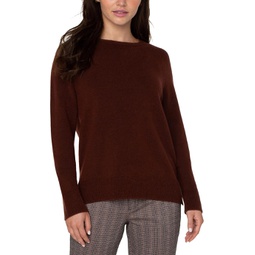 Womens Liverpool Los Angeles Long Sleeve Raglan Sweater w/Side Slit