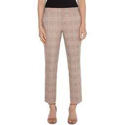 Womens Liverpool Los Angeles Kelsey Crop Mid-Rise Trouser with Slit Glen Plaid Ponte 29