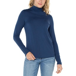 Womens Liverpool Los Angeles Long Sleeve Mock Neck Knit Top